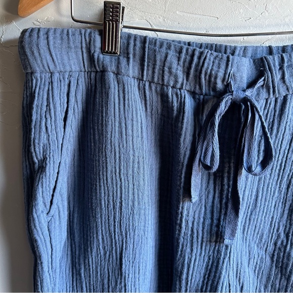Eileen Fisher Blue Organic Cotton Gauze Wide-Leg Pant Cropped Sz L 22” Inseam - Picture 10 of 13